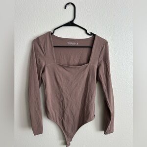 Abercrombie Square Neck Brown Long Sleeve Bodysuit